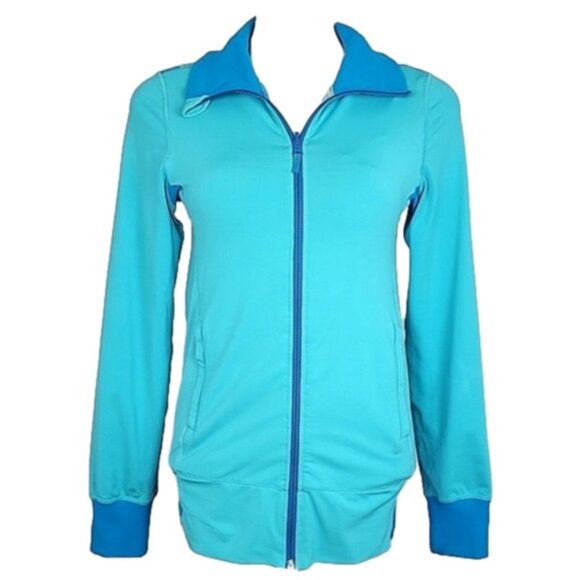 Lululemon Raja Reversible Periwinkle Blue Floral Print Track Jacket Size 6 - Picture 2 of 13